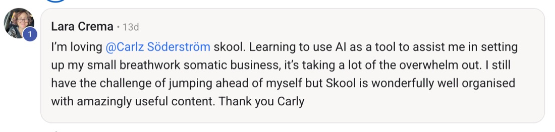 Skool post from Lara Crema