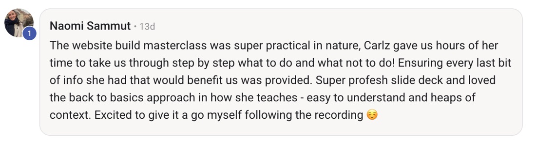 Skool post from Naomi Sammut